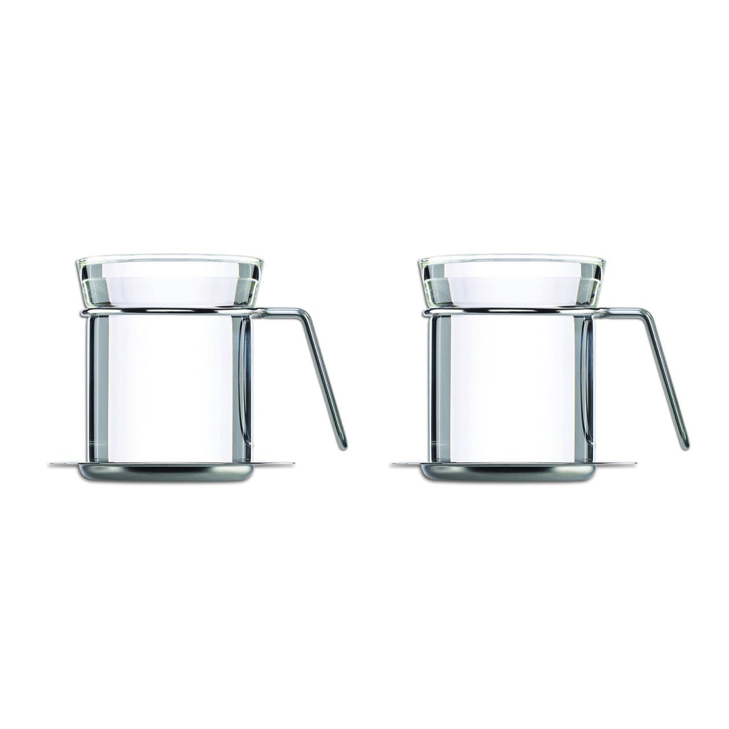 Ellipse Tea Beaker Set with Stainless Saucers