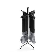 Mono Ring - 24+1 Flatware Set with Anthracite Stand, Black