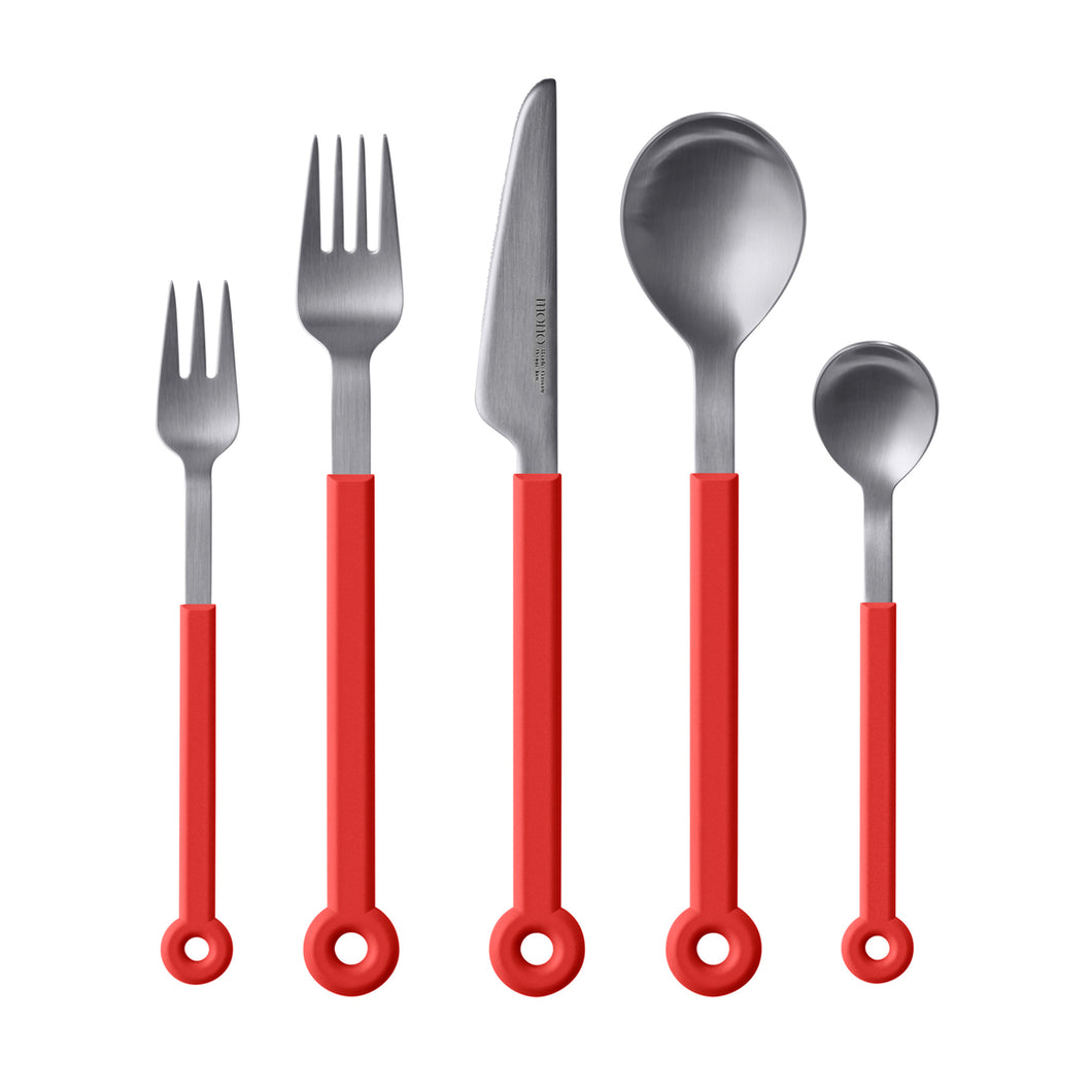 Mono Ring - Red Flatware Set, 5pc
