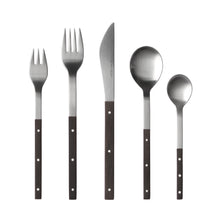 Load image into Gallery viewer, Mono E - Stainless Steel and Ebony Wood Flatware Set, 5pc
