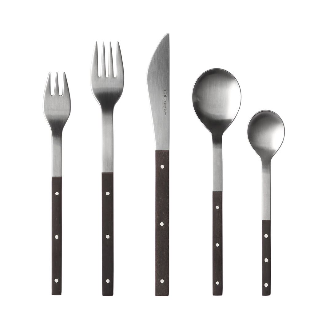 Mono E - Stainless Steel and Ebony Wood Flatware Set, 5pc