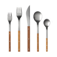 Mono T - Stainless Steel and Teak Flatware Set , 5pc