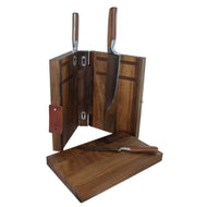 Sarah Wiener Knife Block in Walnut Wood with Integrated Cutting Board